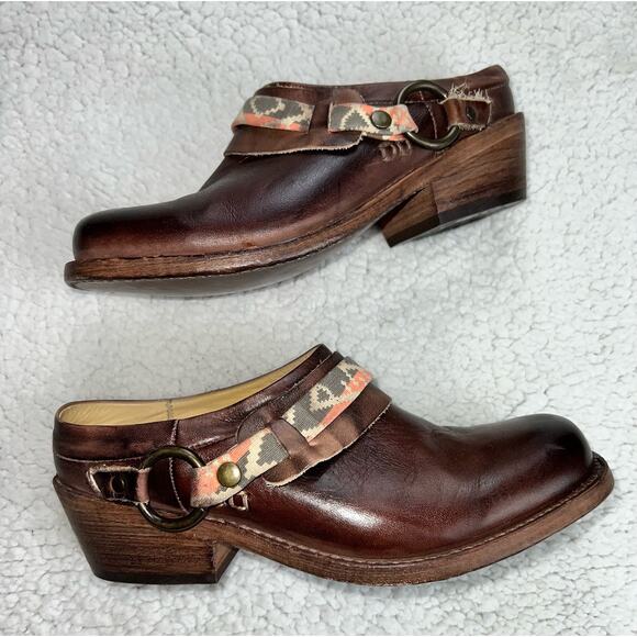 Bed Stu Triad Distressed Dark Brown Leather Harness Mule - Size 7.5 - X3 - Picture 3 of 11